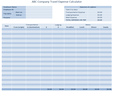 Many businesses require employees to travel and with this excel spreadsheet