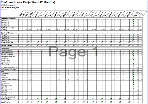 Small Business Profit Loss Template Excel