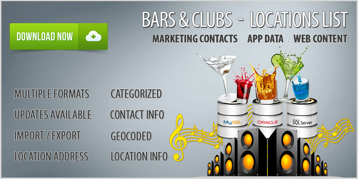 Bars and Clubs Details Database Download
