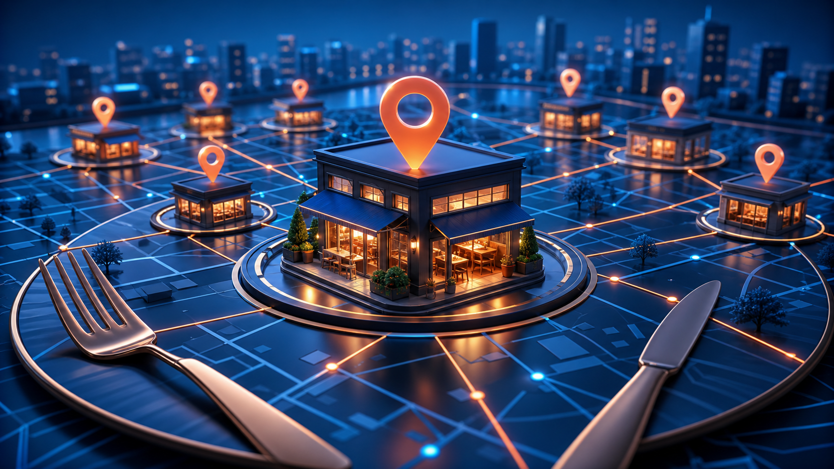 Modern restaurant location network visualization